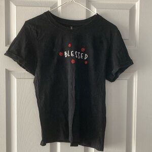 Women's Black 'Blessed' Short Sleeve Tee